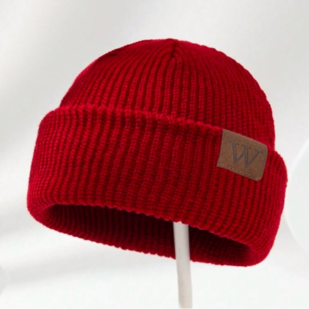 1pc Men’s Casual Label Knit Cap Winter Hat